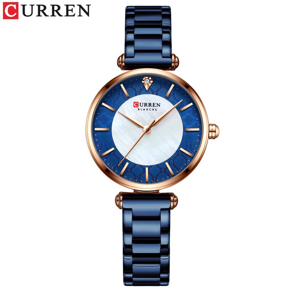 CURREN Women's Stainless Steel Watch - Slim Quartz Bracelet Watch