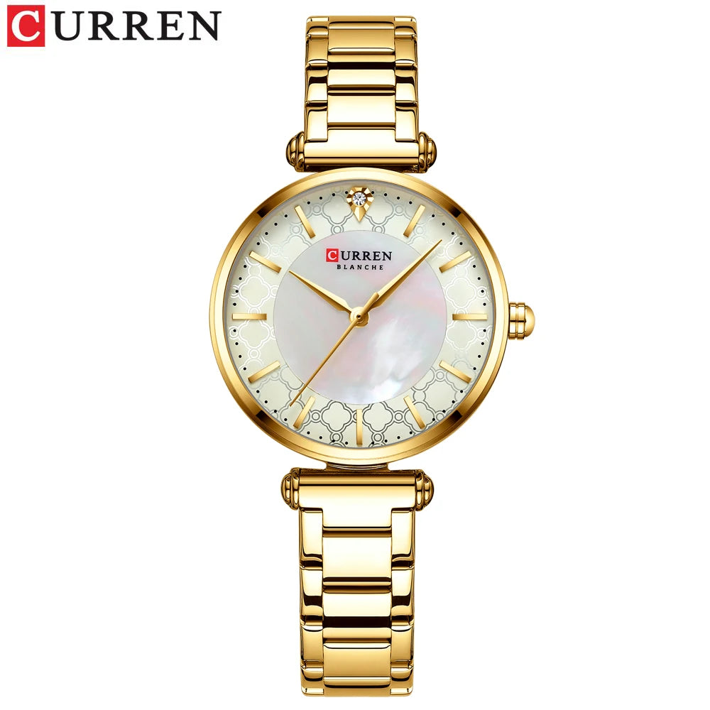 CURREN Women's Stainless Steel Watch - Slim Quartz Bracelet Watch