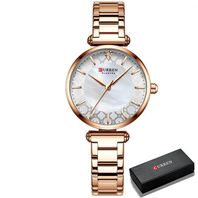 CURREN Women's Stainless Steel Watch - Slim Quartz Bracelet Watch
