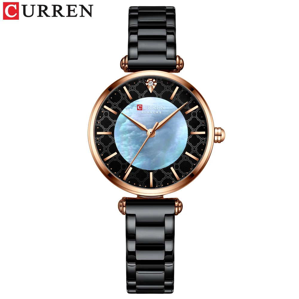 CURREN Women's Stainless Steel Watch - Slim Quartz Bracelet Watch