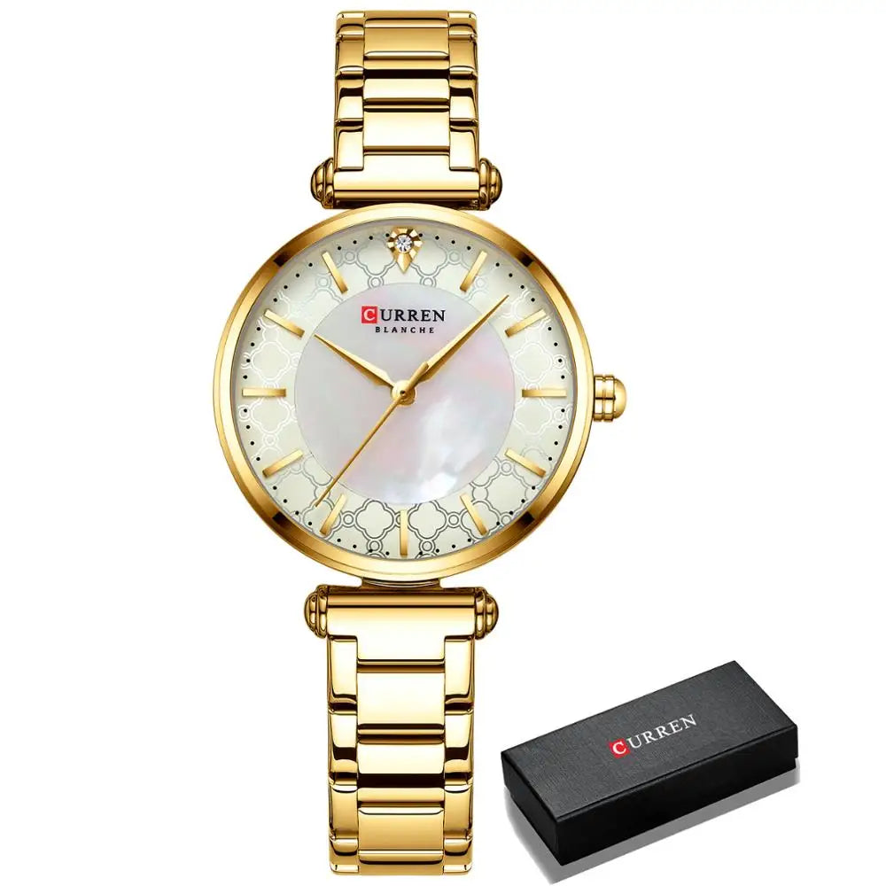 CURREN Women's Stainless Steel Watch - Slim Quartz Bracelet Watch