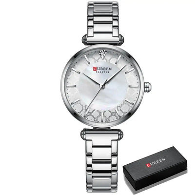CURREN Women's Stainless Steel Watch - Slim Quartz Bracelet Watch