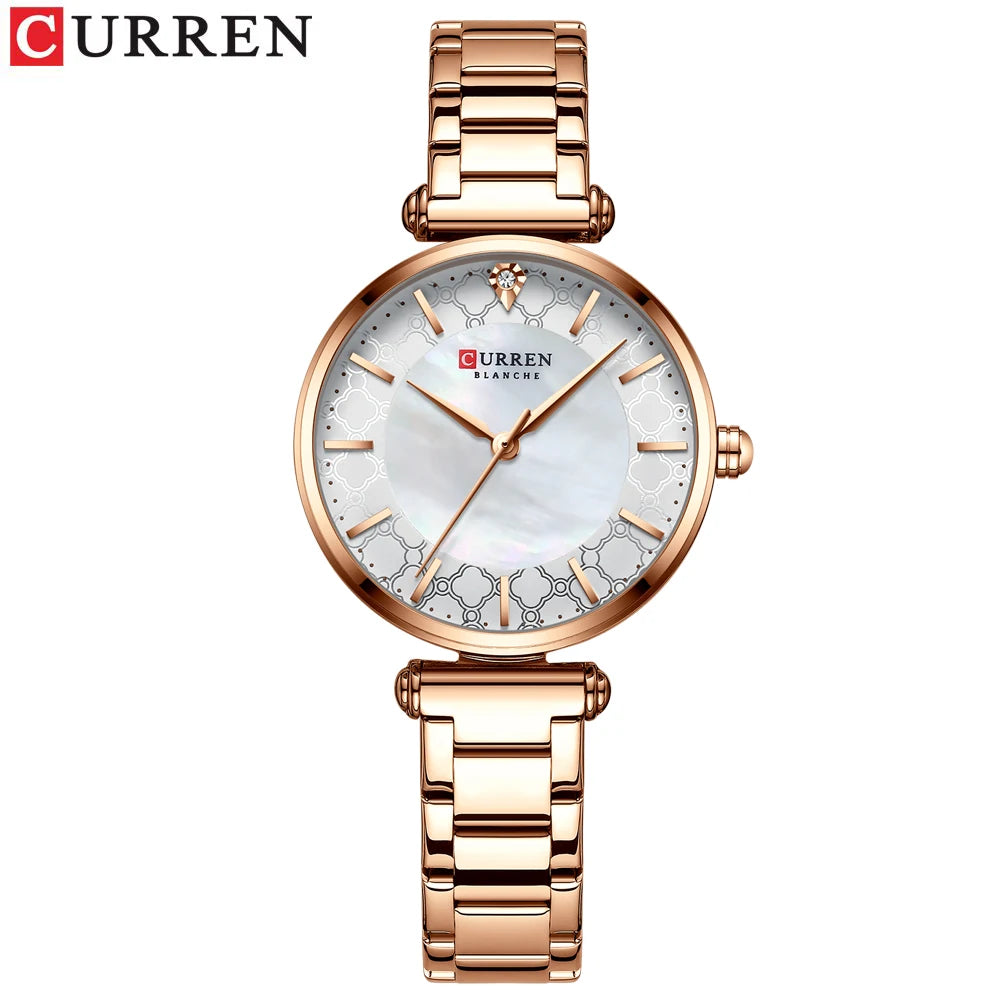 CURREN Women's Stainless Steel Watch - Slim Quartz Bracelet Watch