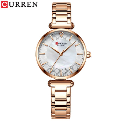 CURREN Women's Stainless Steel Watch - Slim Quartz Bracelet Watch