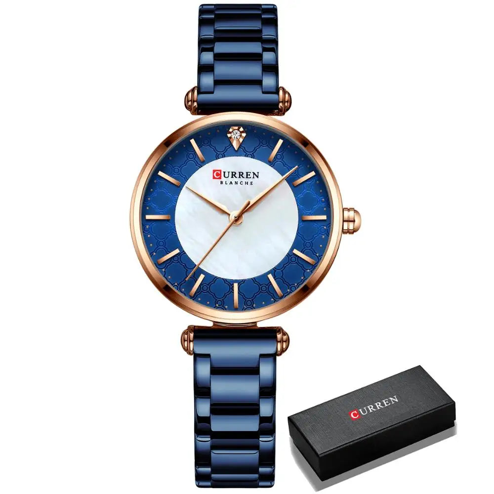 CURREN Women's Stainless Steel Watch - Slim Quartz Bracelet Watch