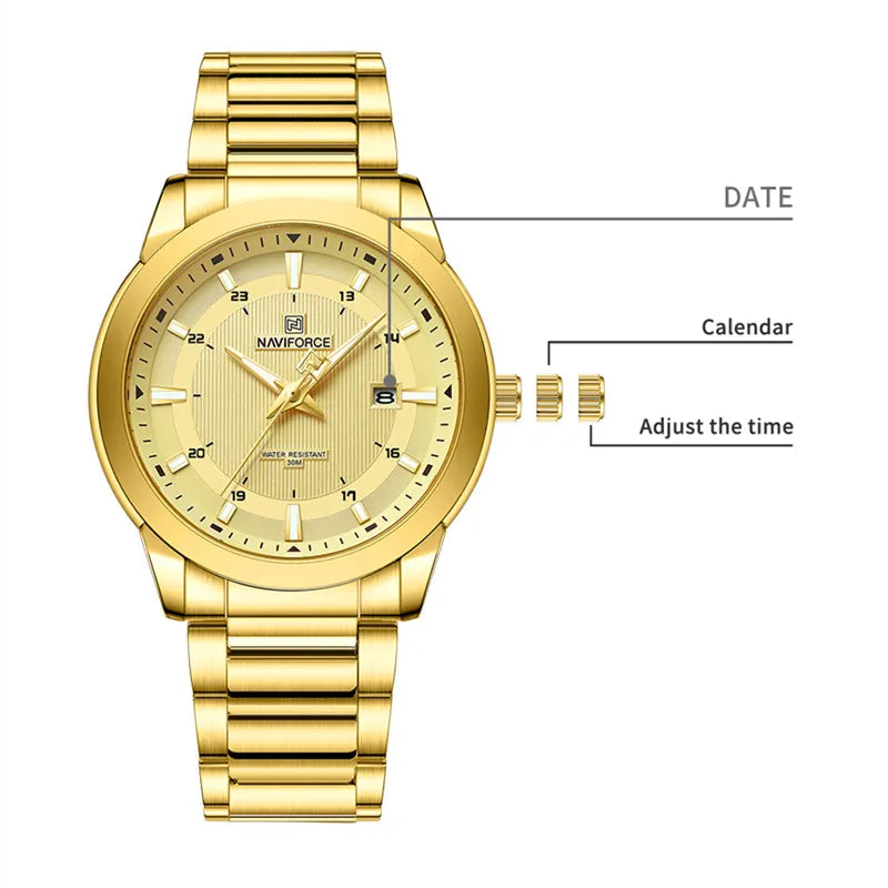 NAVIFORCE 2024 Men's Watch - Luxury Stainless Steel Sport Quartz