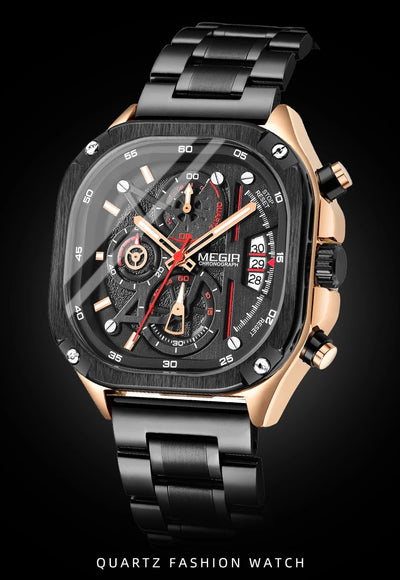 MEGIR Black Quartz Watch
