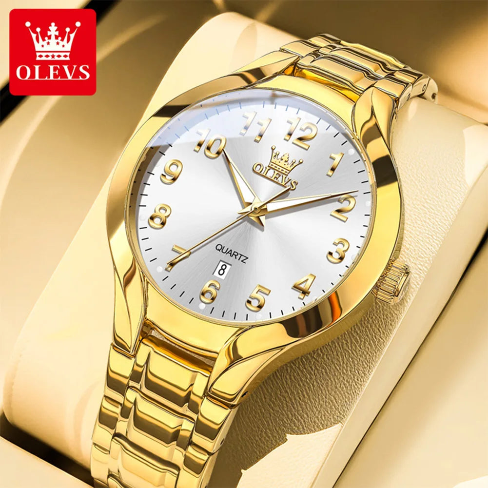 OLEVS 3650 Men's Gold Watch - Classic Luxury Quartz Wristwatch
