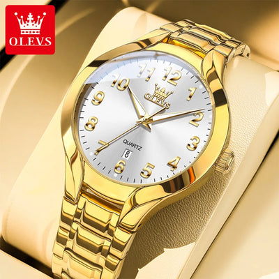 OLEVS 3650 Men's Gold Watch - Classic Luxury Quartz Wristwatch
