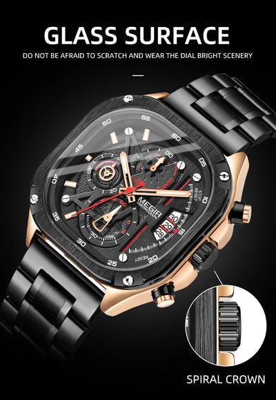 MEGIR Black Quartz Watch