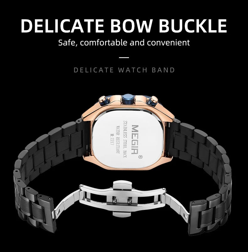 MEGIR Black Quartz Watch