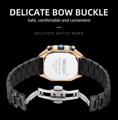 MEGIR Black Quartz Watch