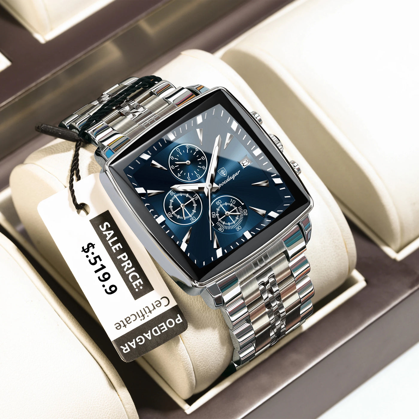 POEDAGAR Square Watch