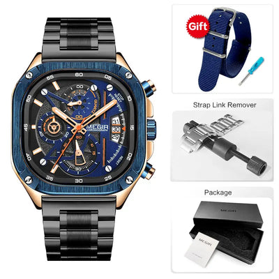 MEGIR Black Quartz Watch