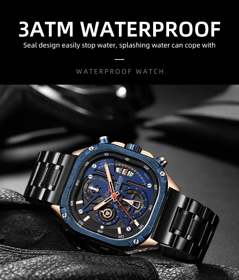 MEGIR Black Quartz Watch