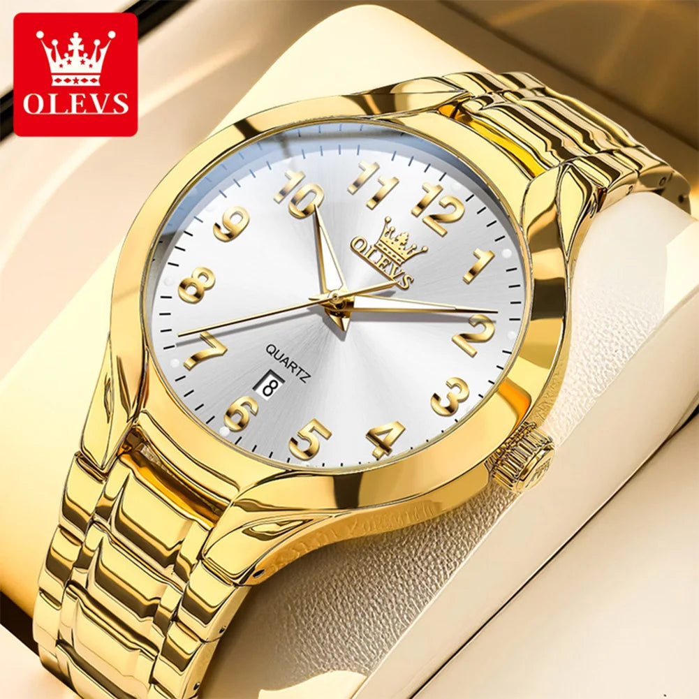 OLEVS 3650 Men's Gold Watch - Classic Luxury Quartz Wristwatch