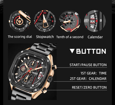 MEGIR Black Quartz Watch
