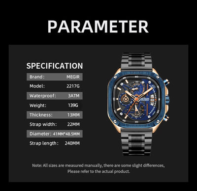 MEGIR Black Quartz Watch