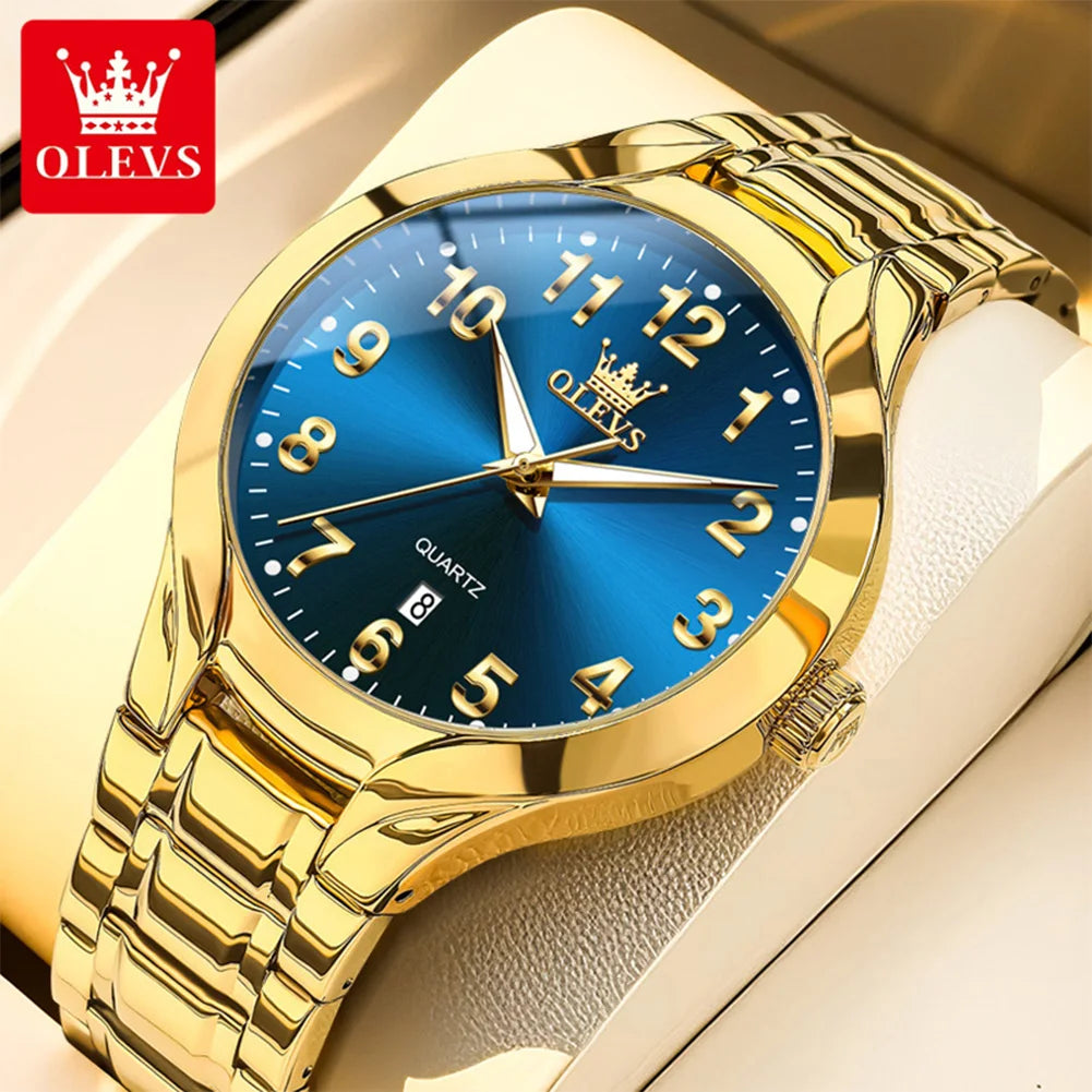 OLEVS 3650 Men's Gold Watch - Classic Luxury Quartz Wristwatch