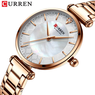 CURREN Women's Stainless Steel Watch - Slim Quartz Bracelet Watch