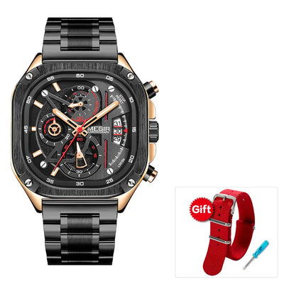 MEGIR Black Quartz Watch