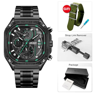 MEGIR Black Quartz Watch