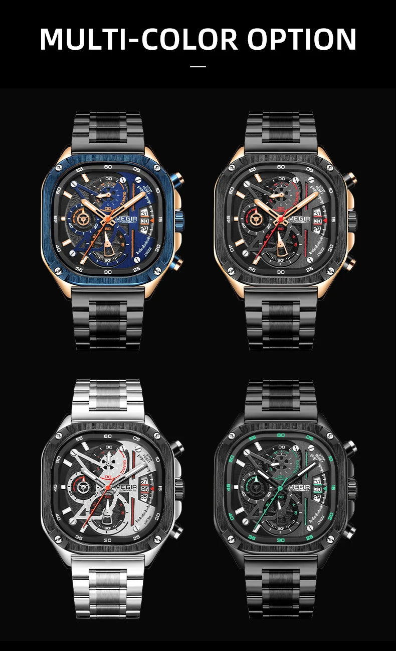 MEGIR Black Quartz Watch