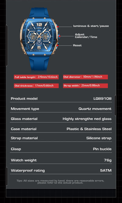 LIGE Quartz Waterproof Chronograph