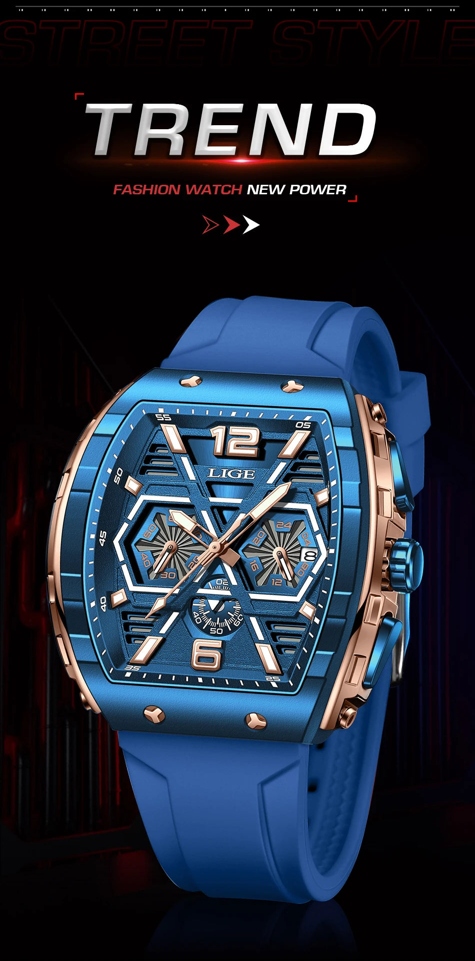 LIGE Quartz Waterproof Chronograph