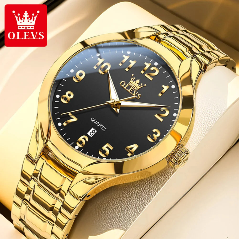 OLEVS 3650 Men's Gold Watch - Classic Luxury Quartz Wristwatch