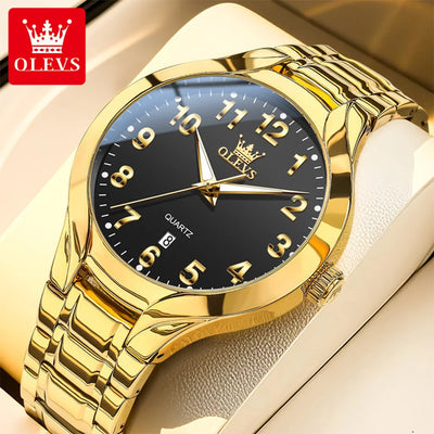 OLEVS 3650 Men's Gold Watch - Classic Luxury Quartz Wristwatch