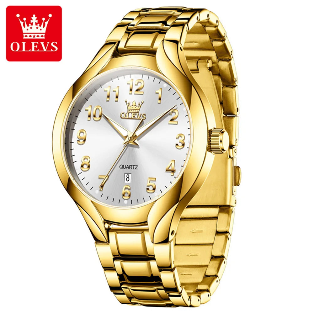OLEVS 3650 Men's Gold Watch - Classic Luxury Quartz Wristwatch