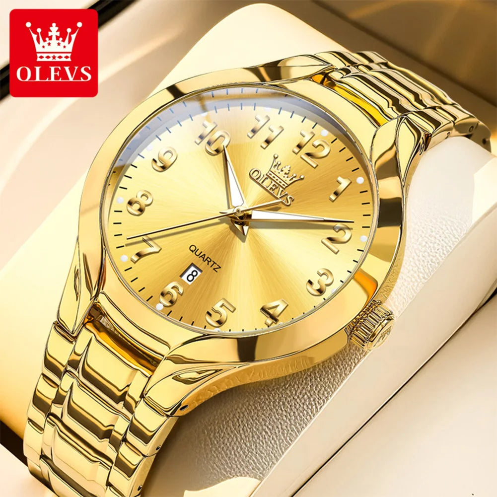 OLEVS 3650 Men's Gold Watch - Classic Luxury Quartz Wristwatch