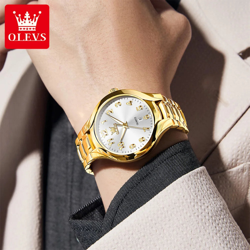 OLEVS 3650 Men's Gold Watch - Classic Luxury Quartz Wristwatch