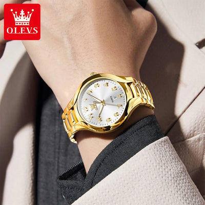 OLEVS 3650 Men's Gold Watch - Classic Luxury Quartz Wristwatch