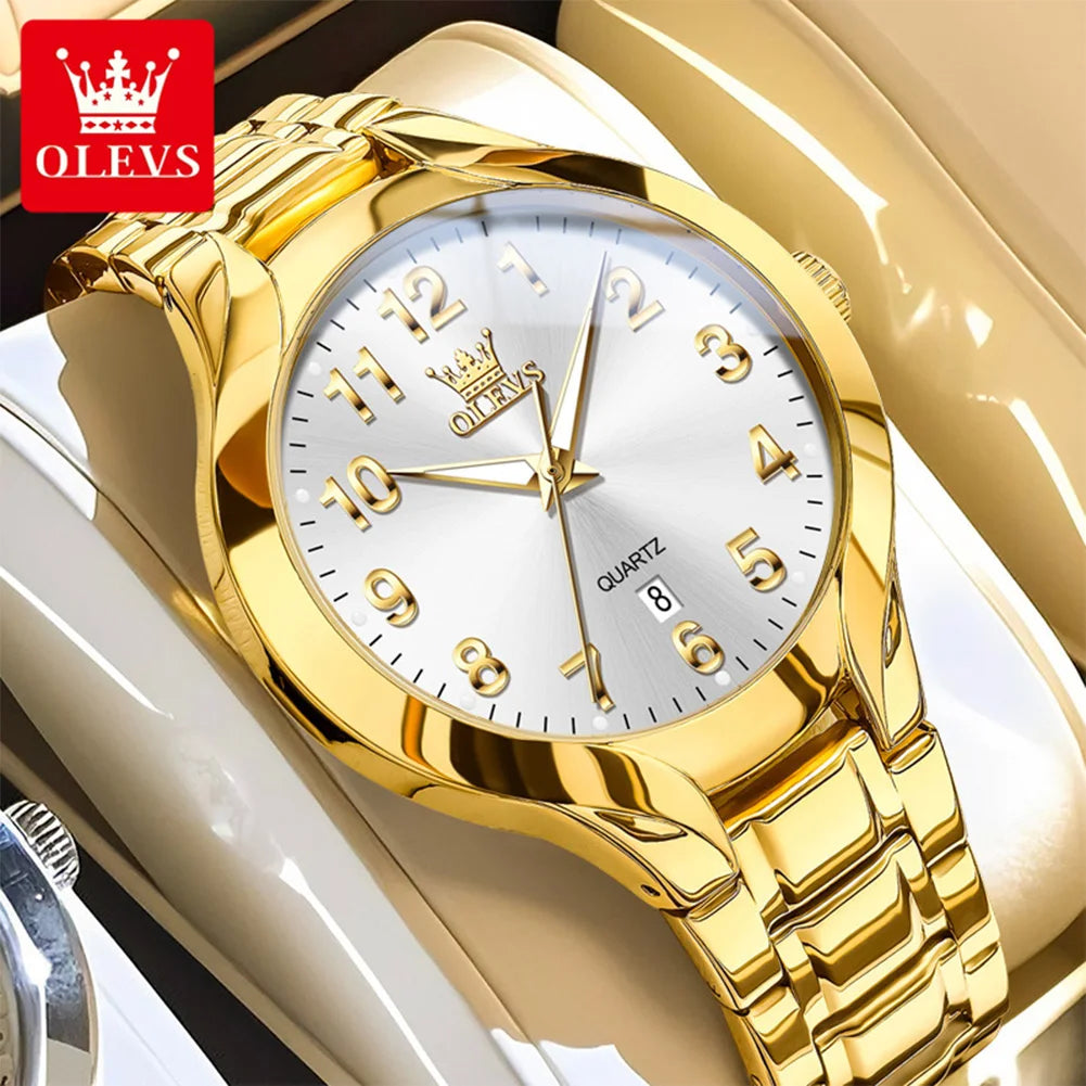 OLEVS 3650 Men's Gold Watch - Classic Luxury Quartz Wristwatch