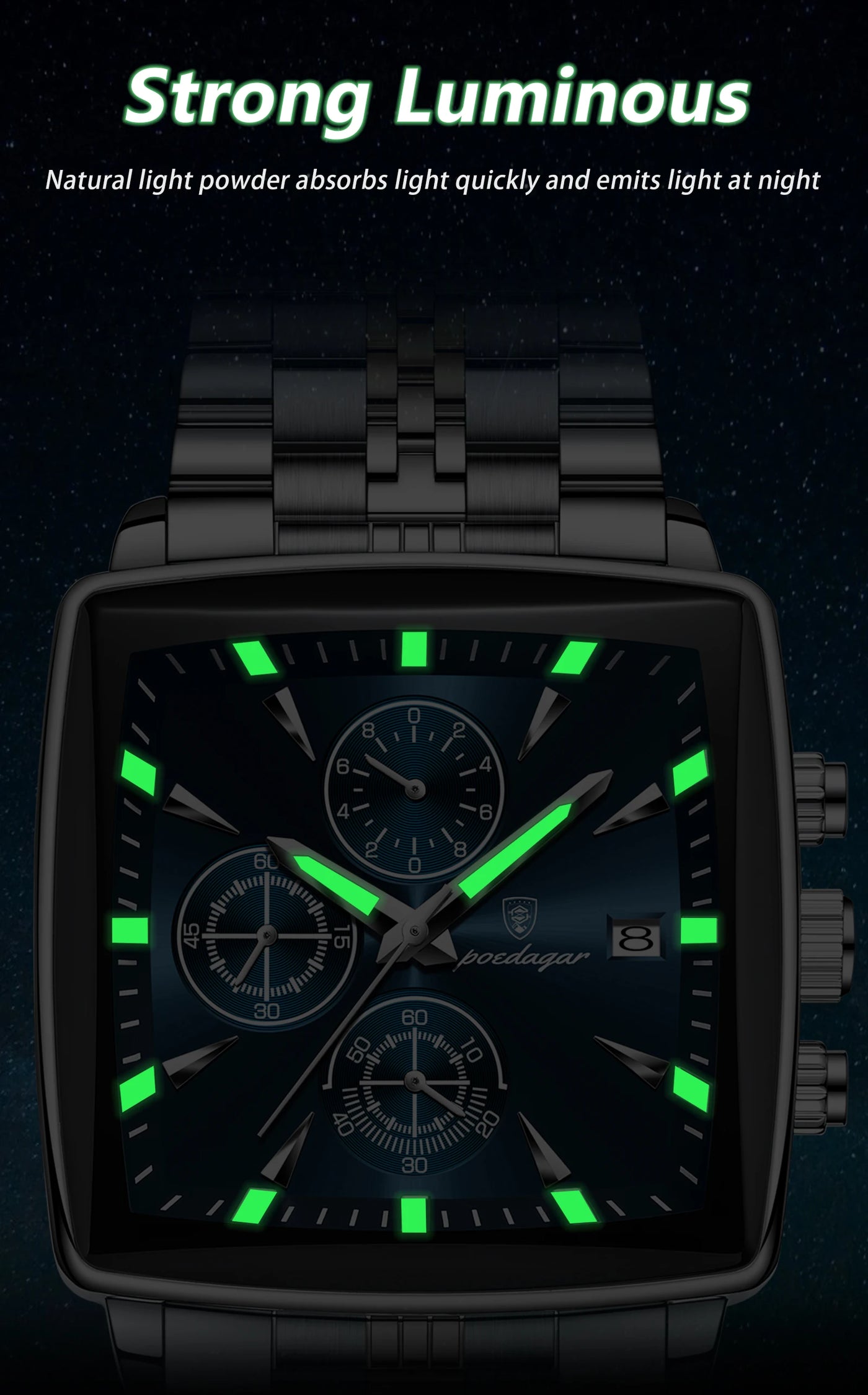 POEDAGAR Square Watch