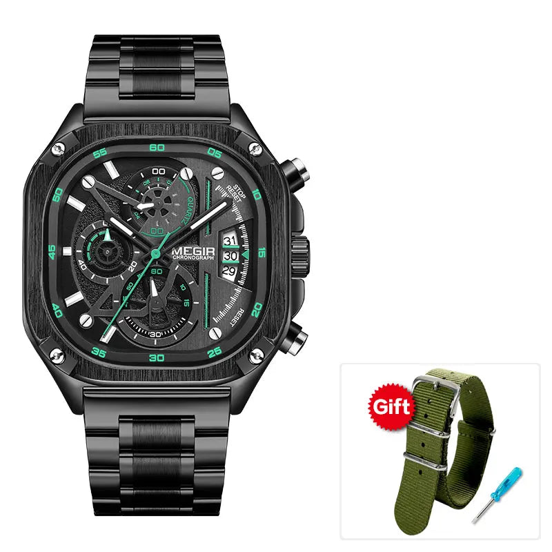 MEGIR Black Quartz Watch